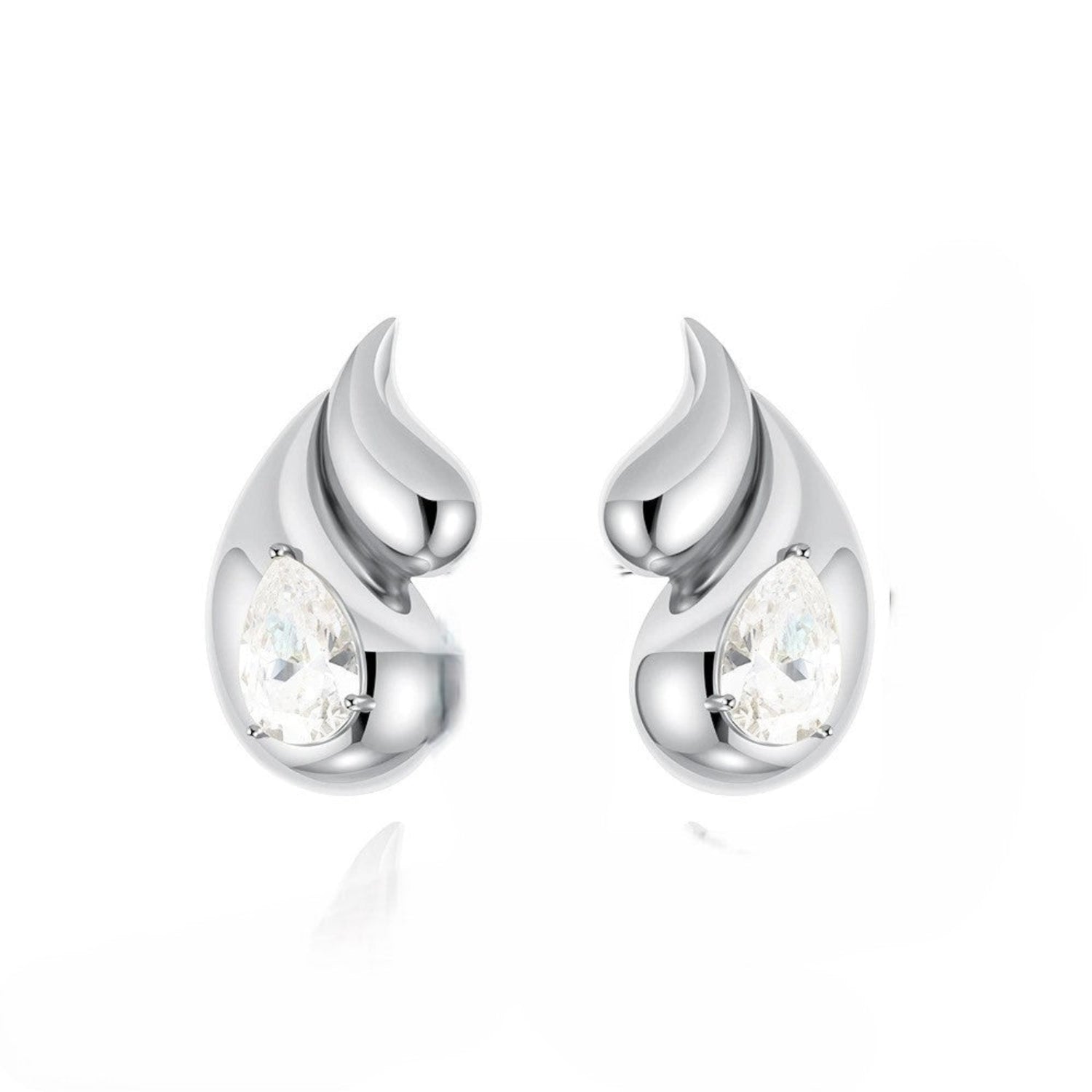 Just Lil Things Silver Teardrop Flame Stud Earrings jlt13401