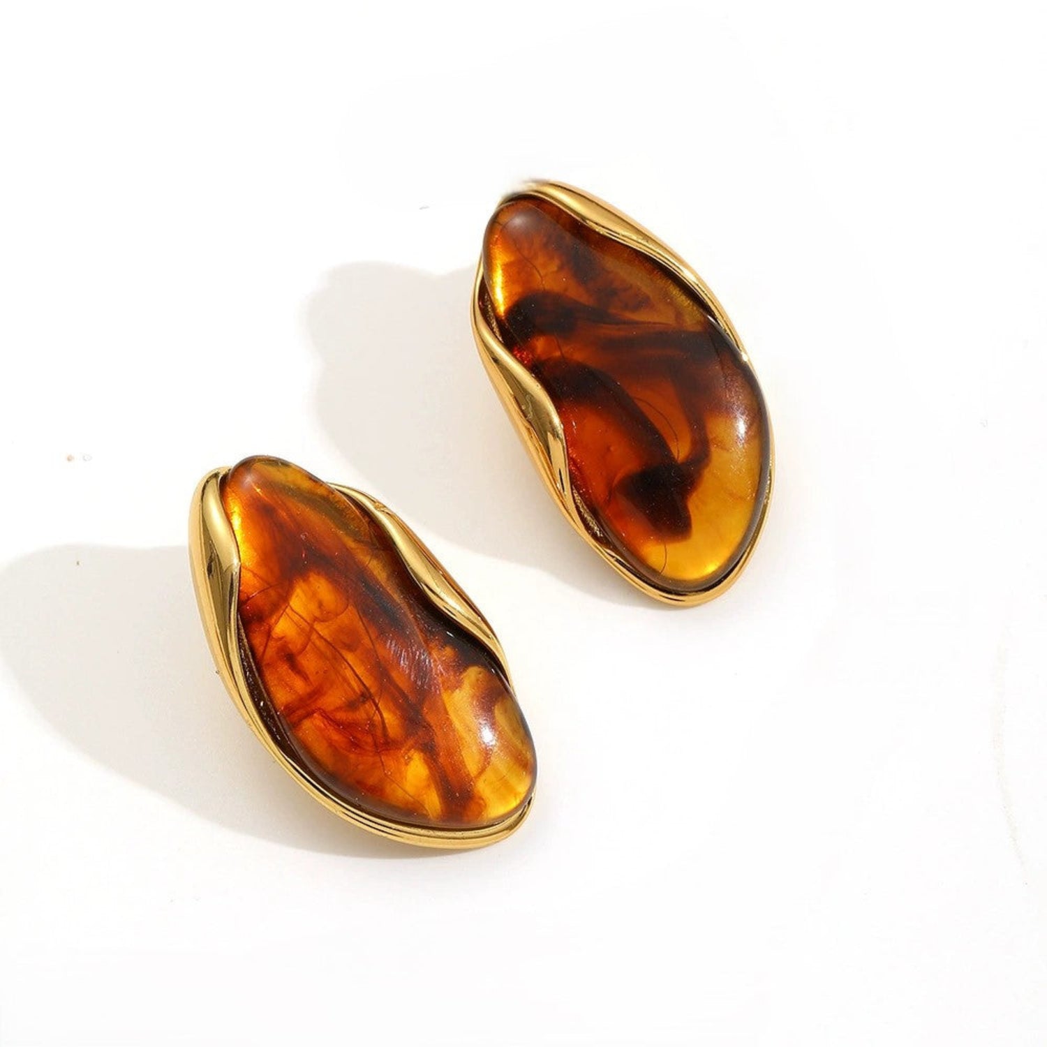 Just Lil Things Amber Glow Sculpted Stud Earrings jlt13404