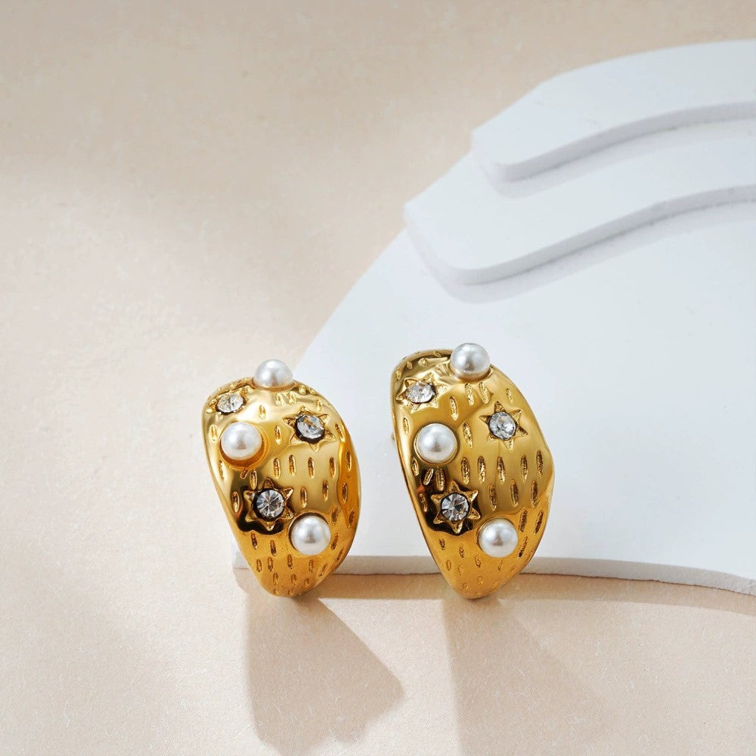 Just Lil Things Celestial Glow Pearl Hoop Earrings jlt13410