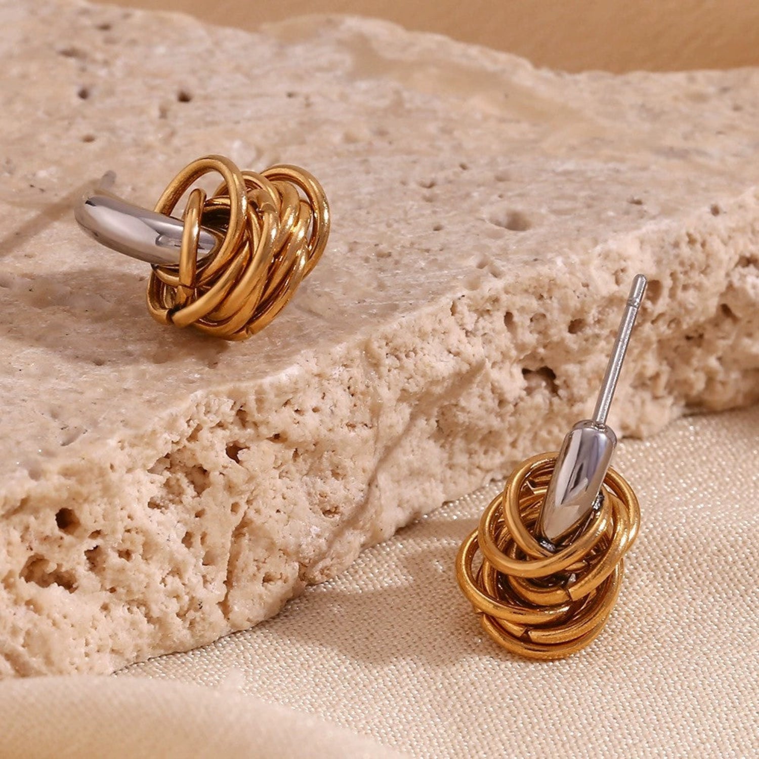 Twisted Knot DualTone Stud Earrings JLT13412