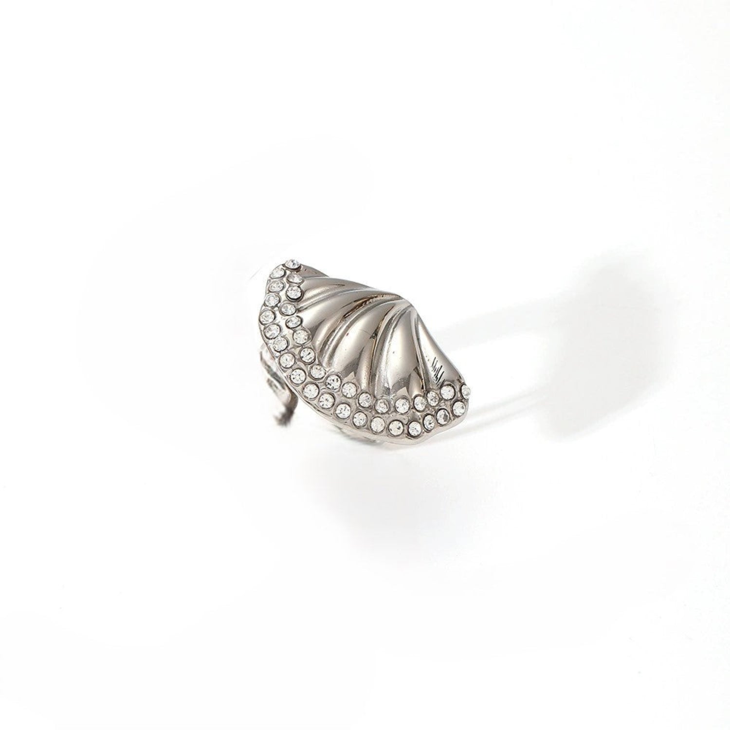 Just Lil Things Crystal Wave Shell Stud Earrings jlt13415