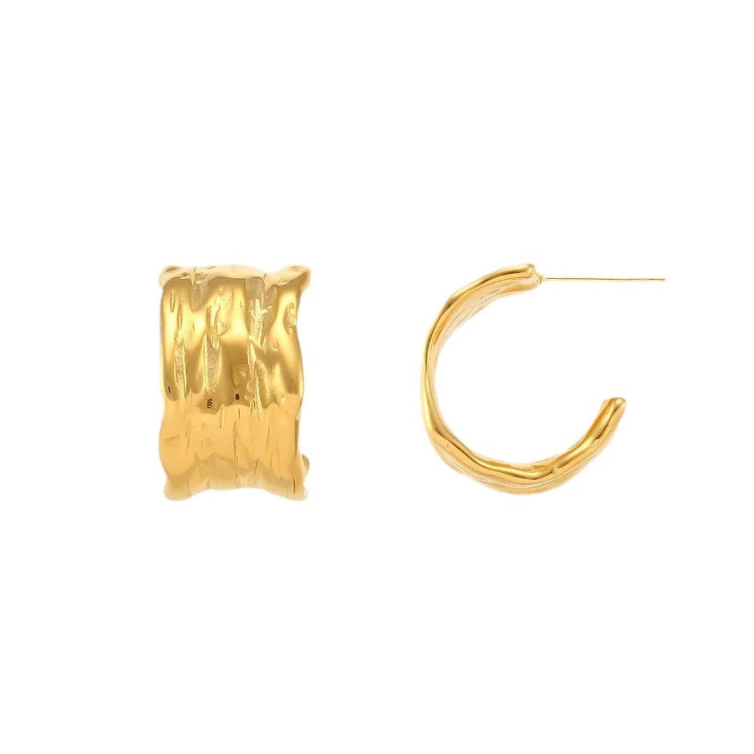 Just Lil Things Textured Gold Wave Hoop Earrings jlt13416