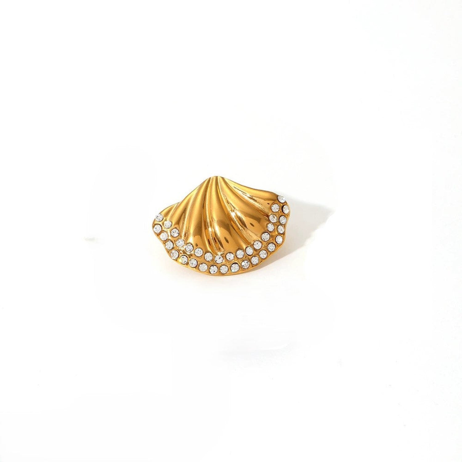 Just Lil Things Golden Shell Crystal Stud Earrings jlt13417