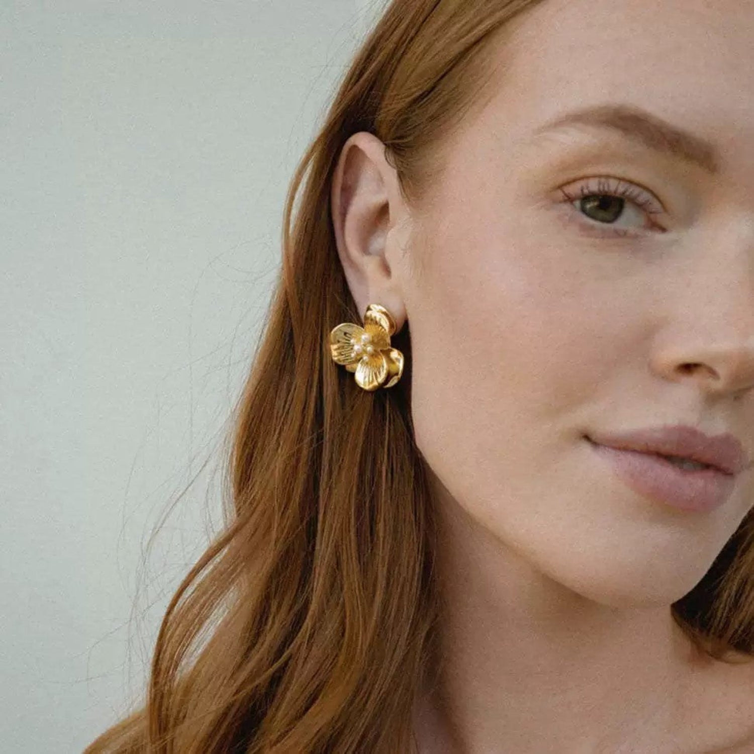 Just Lil Things Golden Bloom Pearl Flower Earrings jlt13418