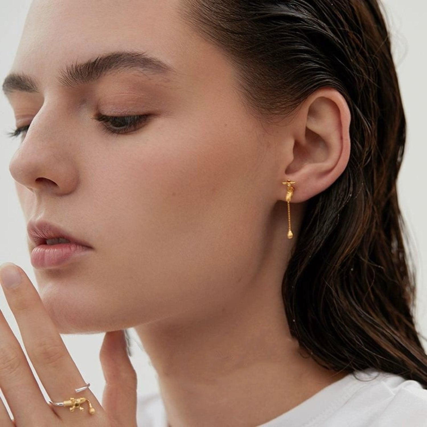 Just Lil Things Golden Drip Tap Earrings jlt13419