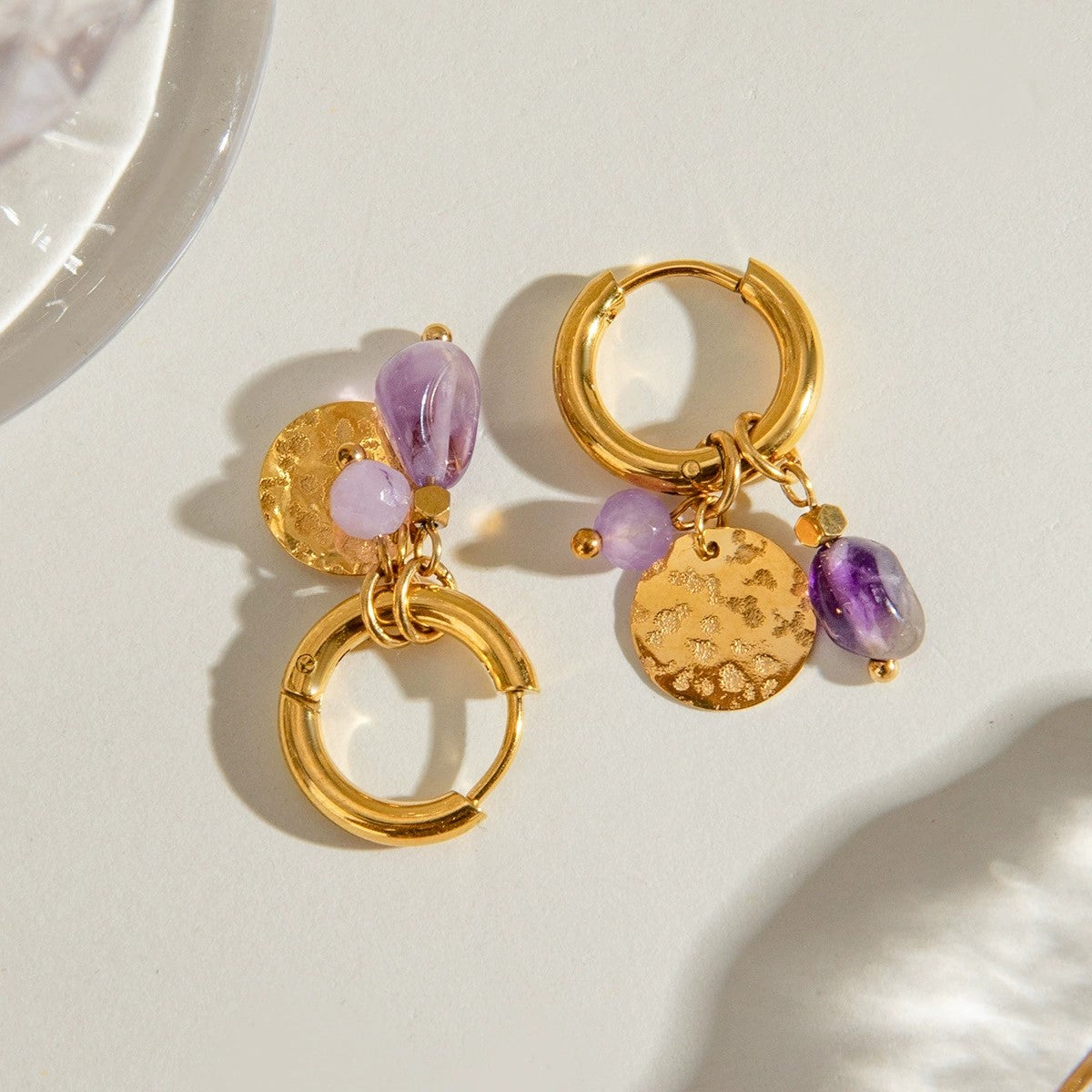 Just Lil Things Amethyst Glow Charm Hoops jlt13425