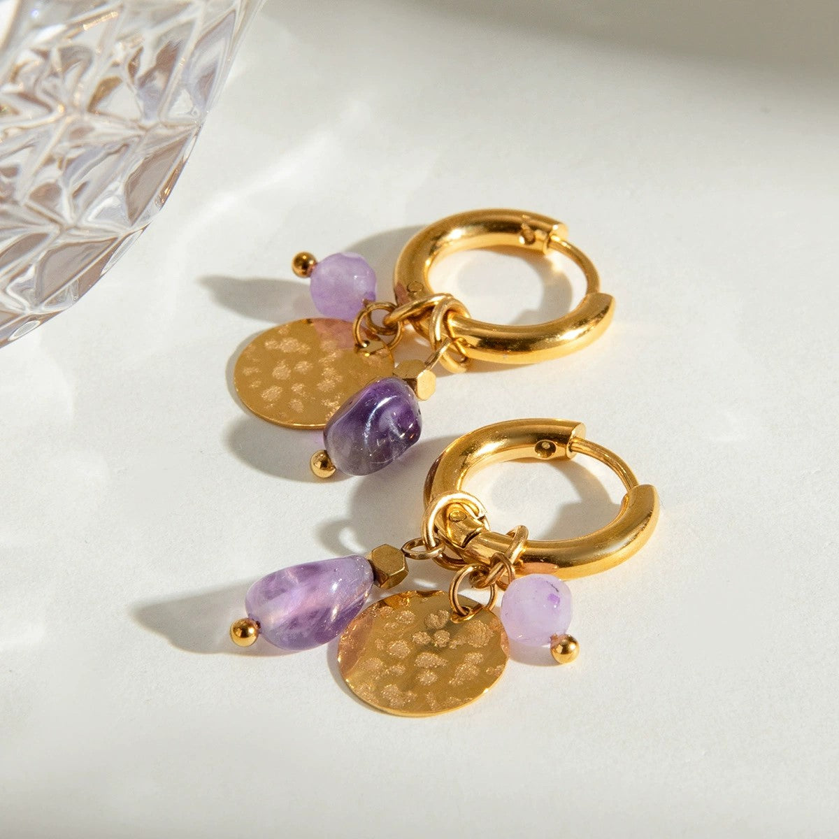 Just Lil Things Amethyst Glow Charm Hoops jlt13425