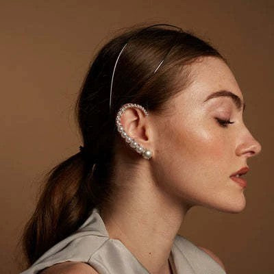 Elegant Pearl Arc Hoop Earrings JLT13428