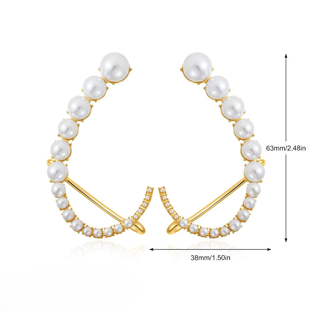Elegant Pearl Arc Hoop Earrings JLT13428