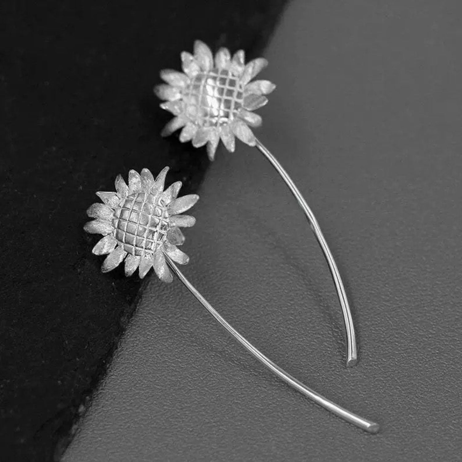 Silver Sunflower Drop EarringsJLT13435