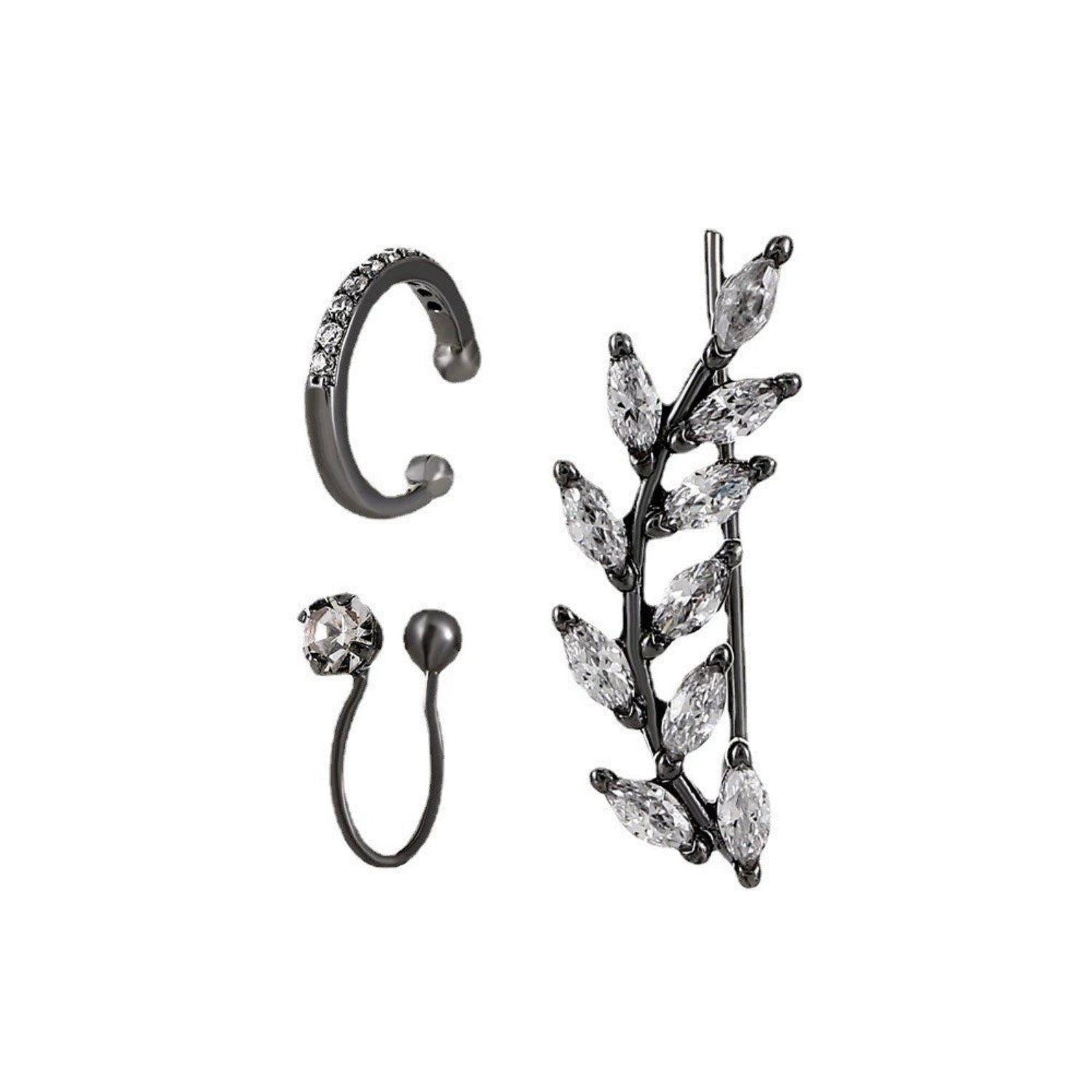 Silver Leaf Cuff Earrings For One Ear jlt13442