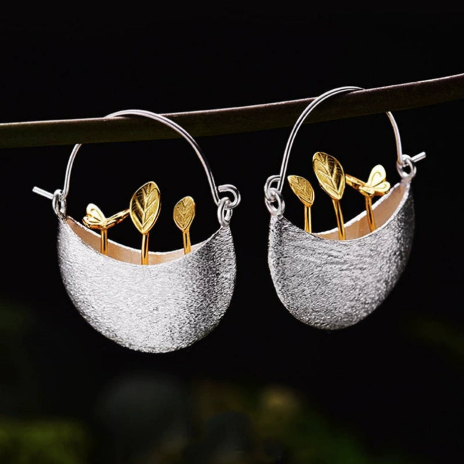 Floral Basket Earring in Silver jlt13446