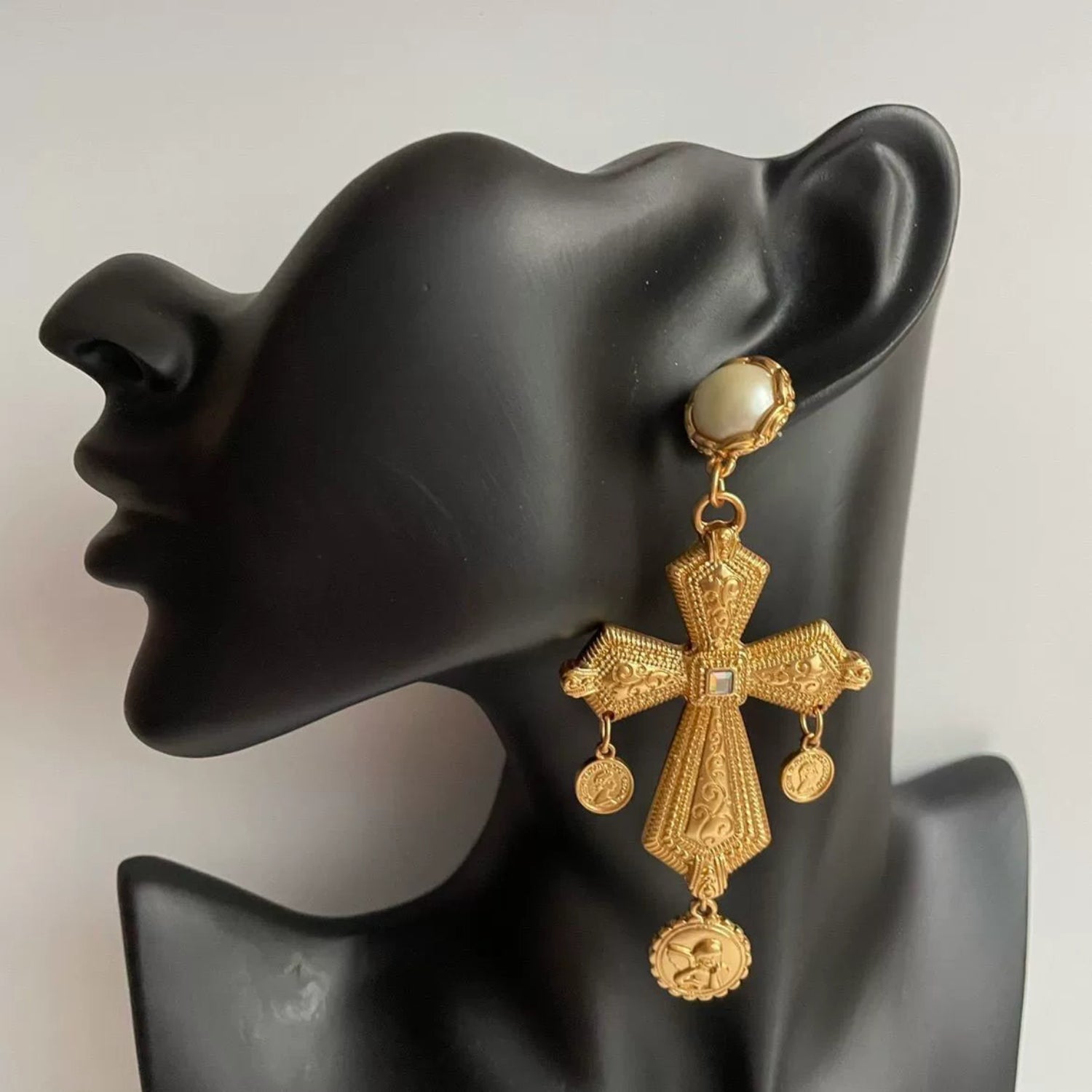 Callida Cross Pearl Earrings jlt13449