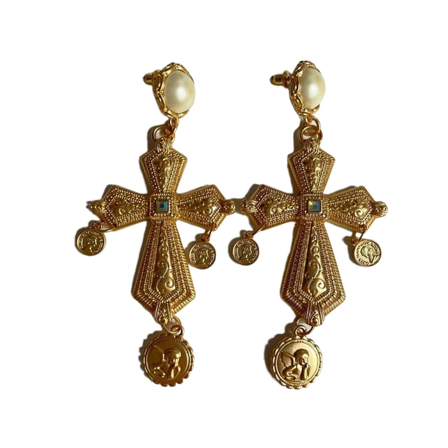 Callida Cross Pearl Earrings jlt13449