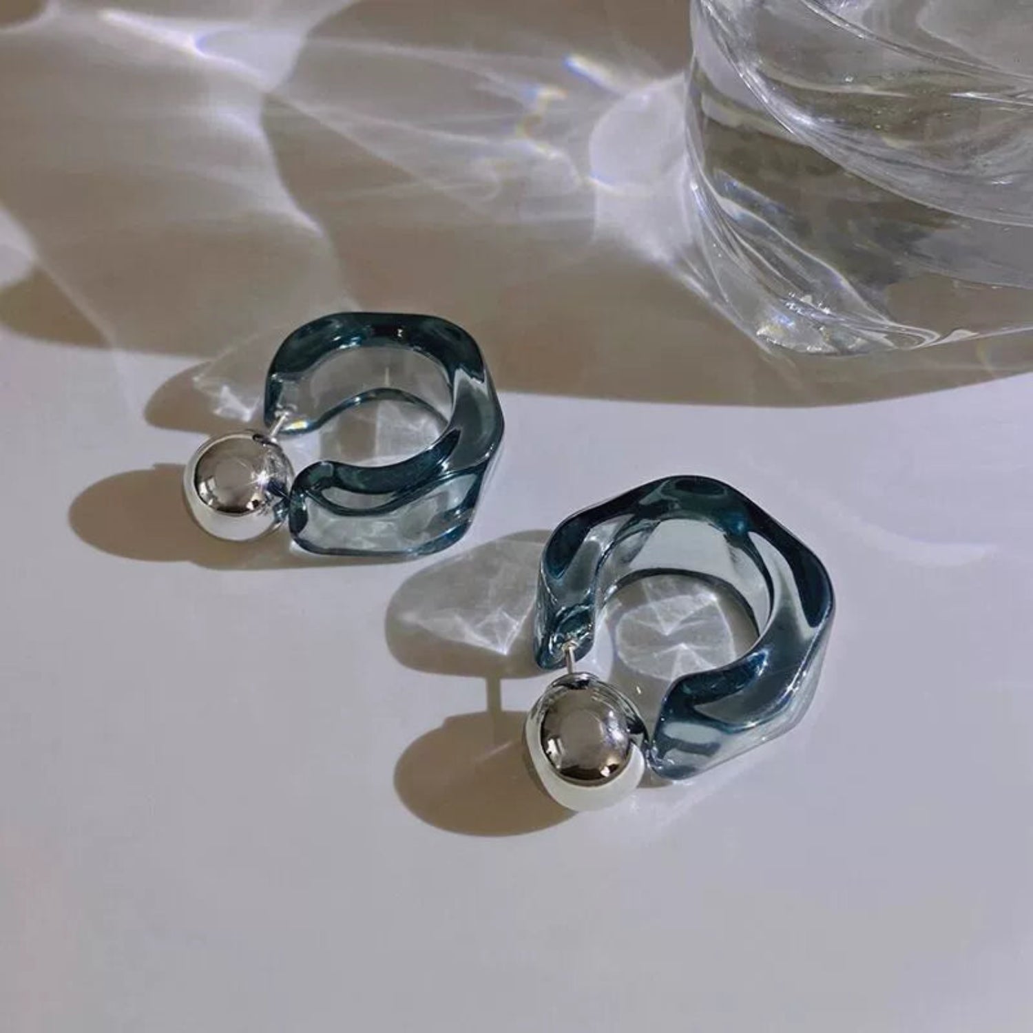 C Shaped Hoop Grey Earrings jlt13462
