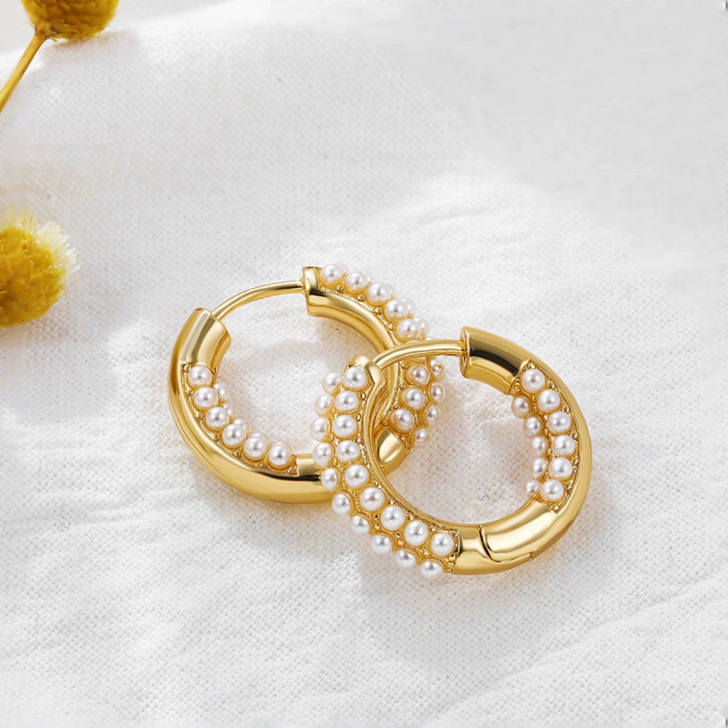 New Pearl Small Circle Hoop Earrings JLT13467