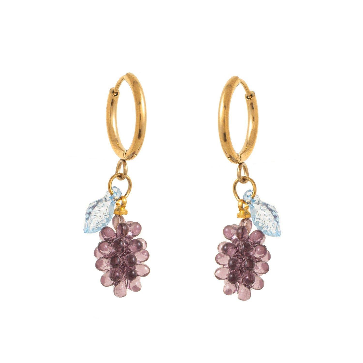 Purple Grapes Hoop Earrings jlt13477