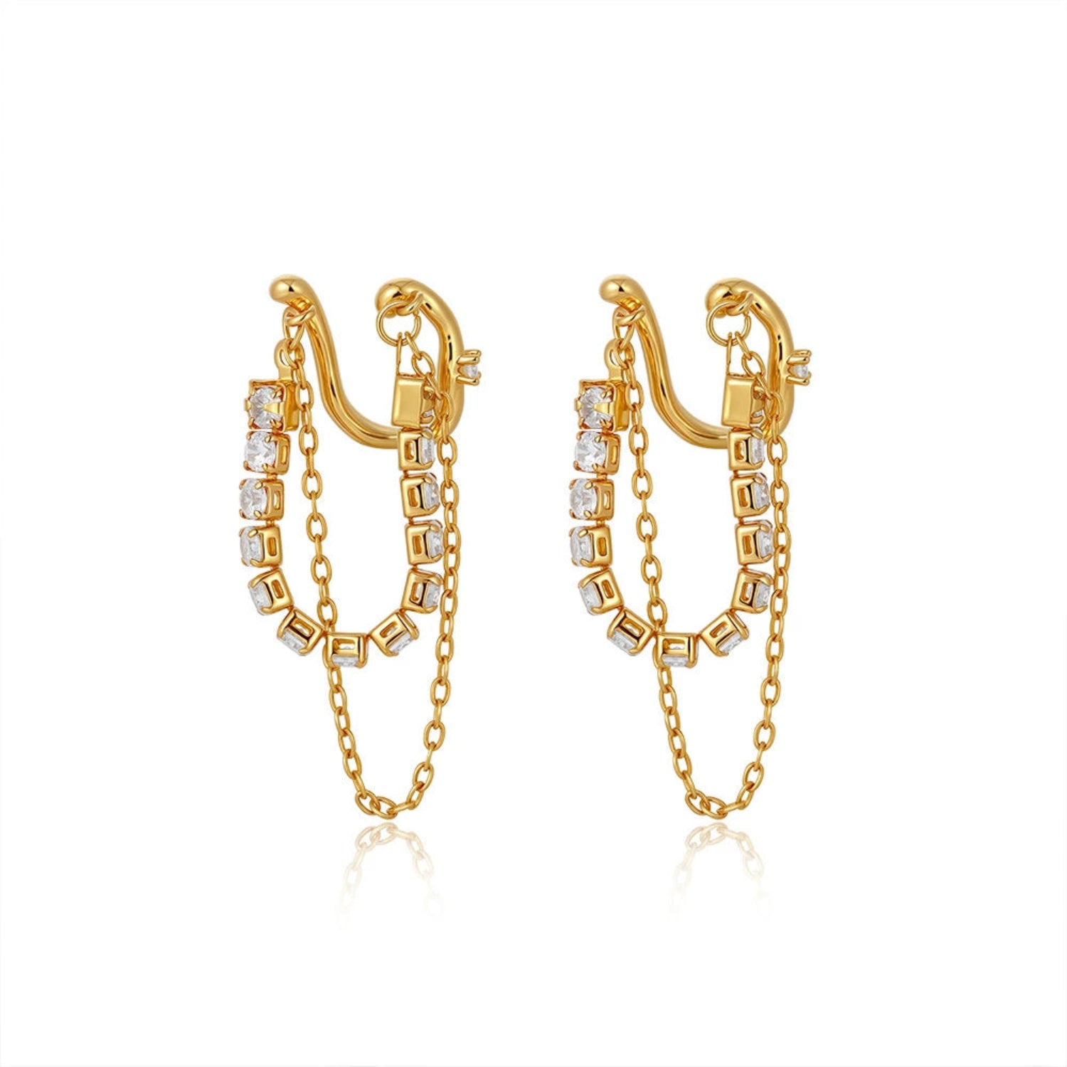 Chain Dangle Crystal Ear Cuff jlt13491