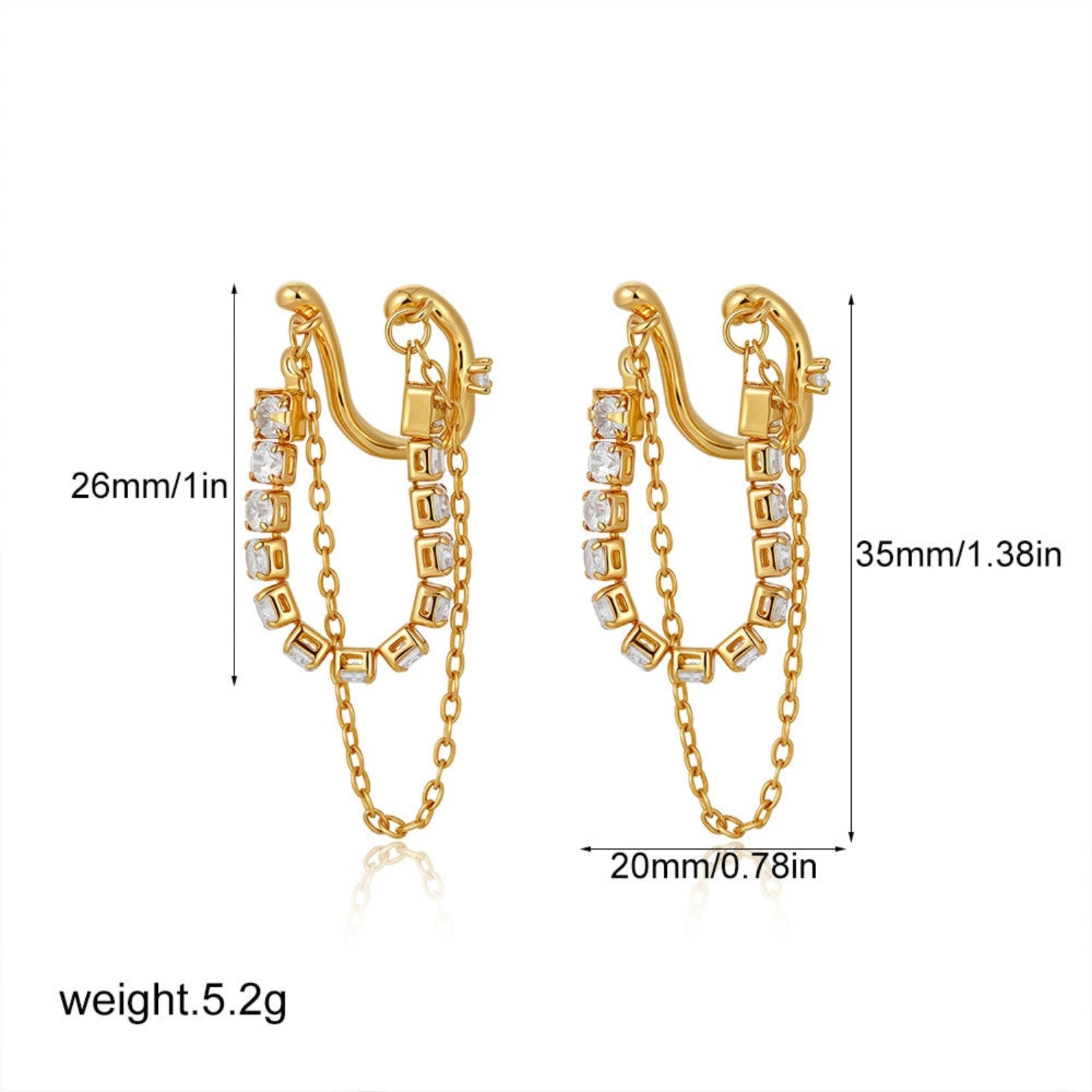 Chain Dangle Crystal Ear Cuff jlt13491