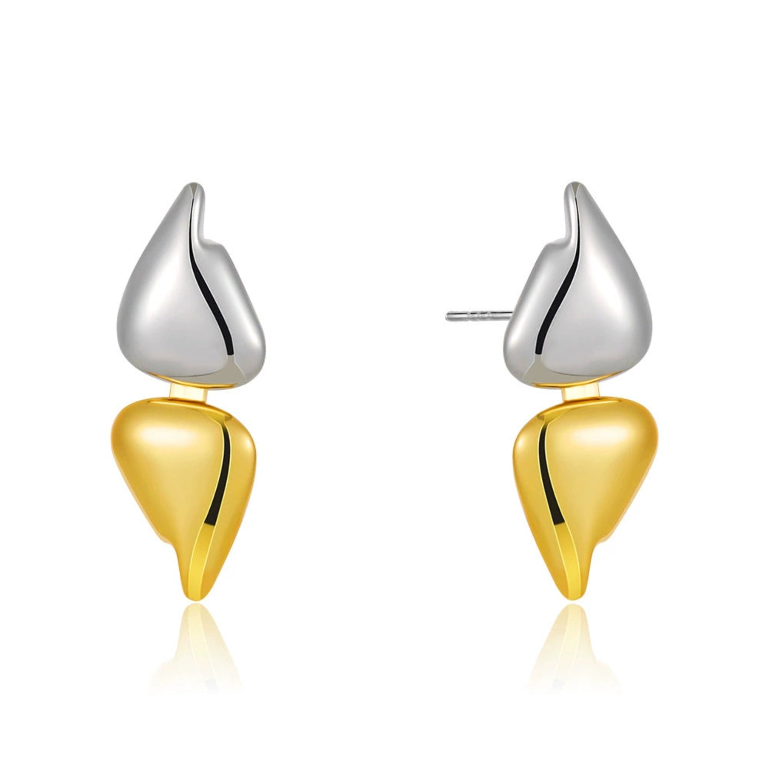 Two-Tone Modern Abstract Drops Earrings JLT13492