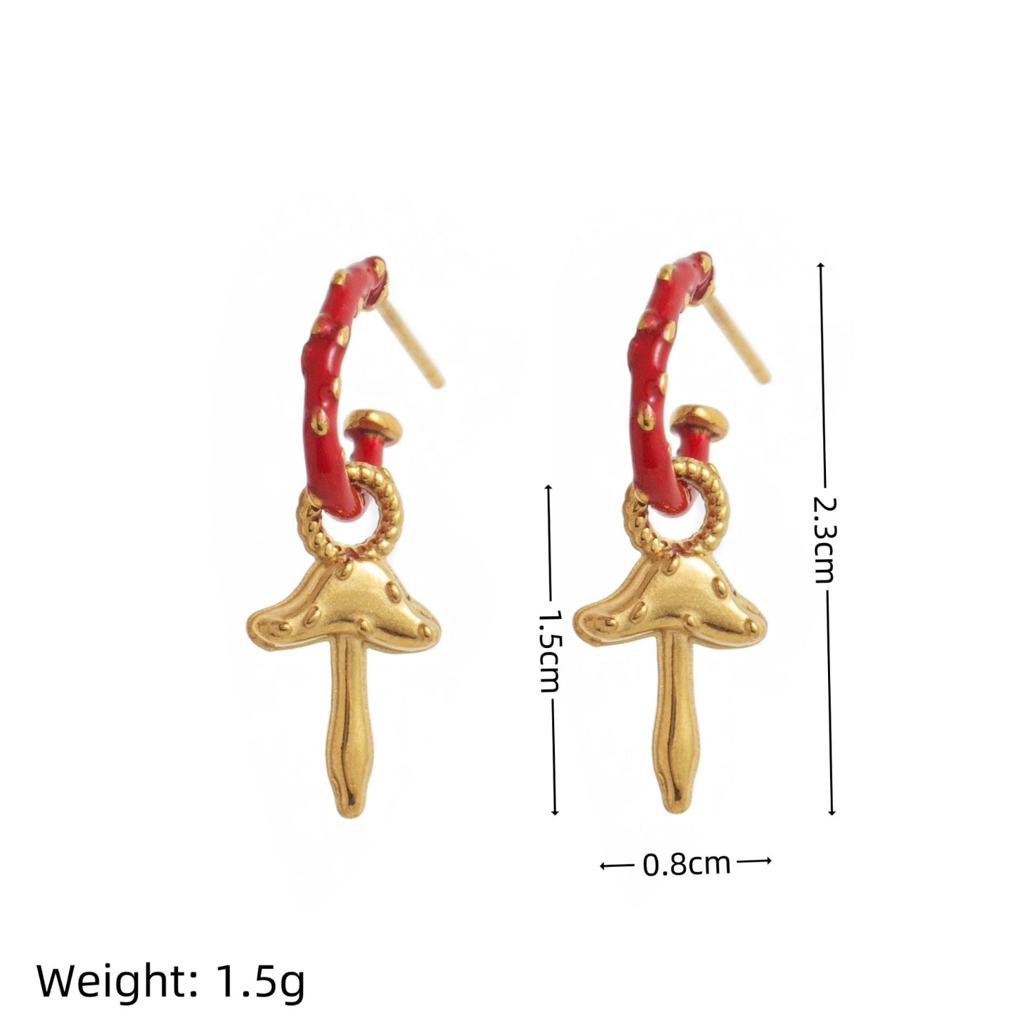 Red Enamel Mushroom Hoop Drops JLT13493