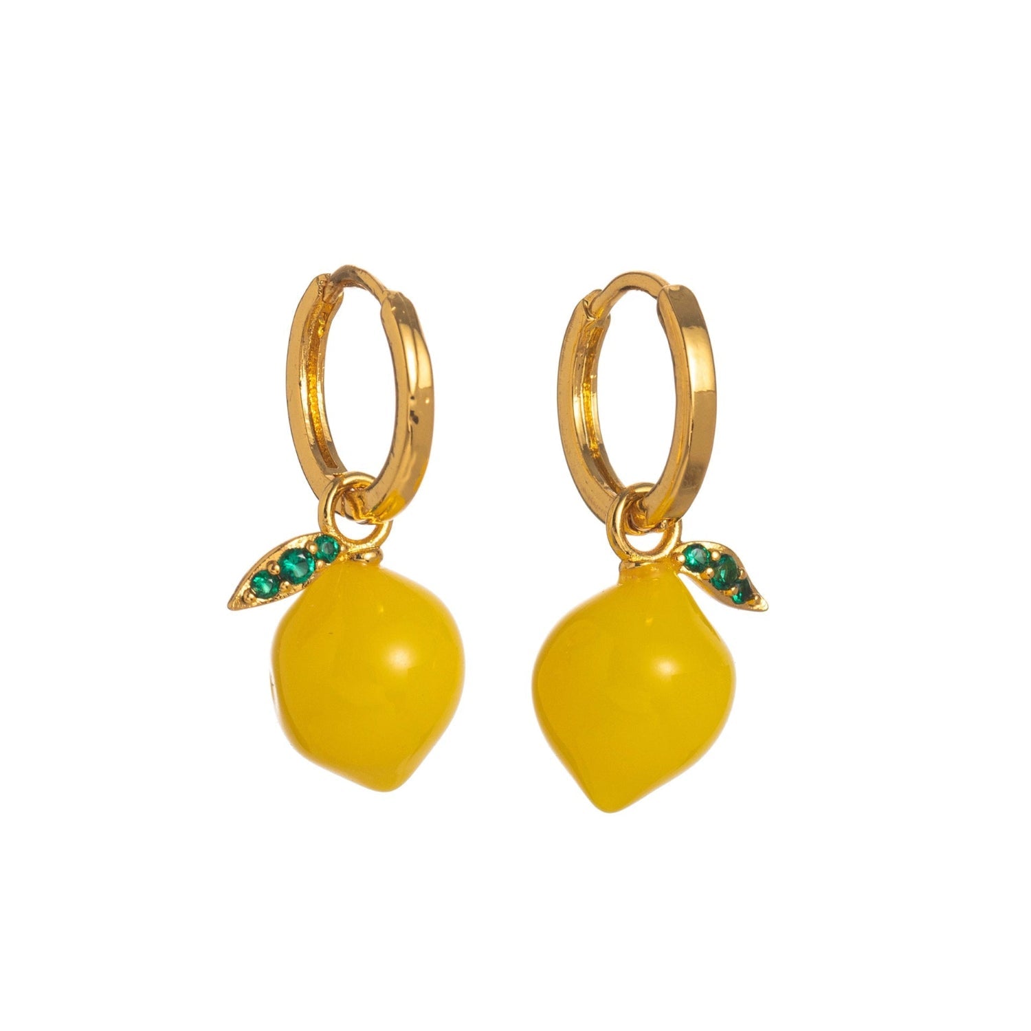 Enamel Yellow Lemon Drop Hoops jlt13496