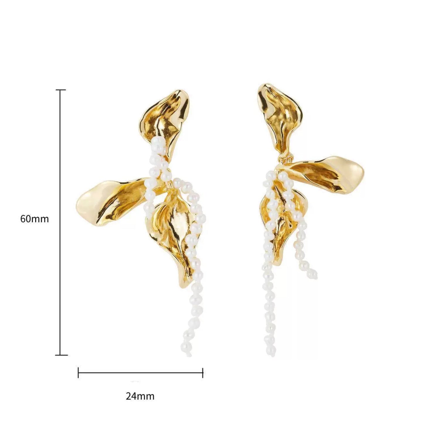 Abstract Gold Petal Pearl Drops jlt13504
