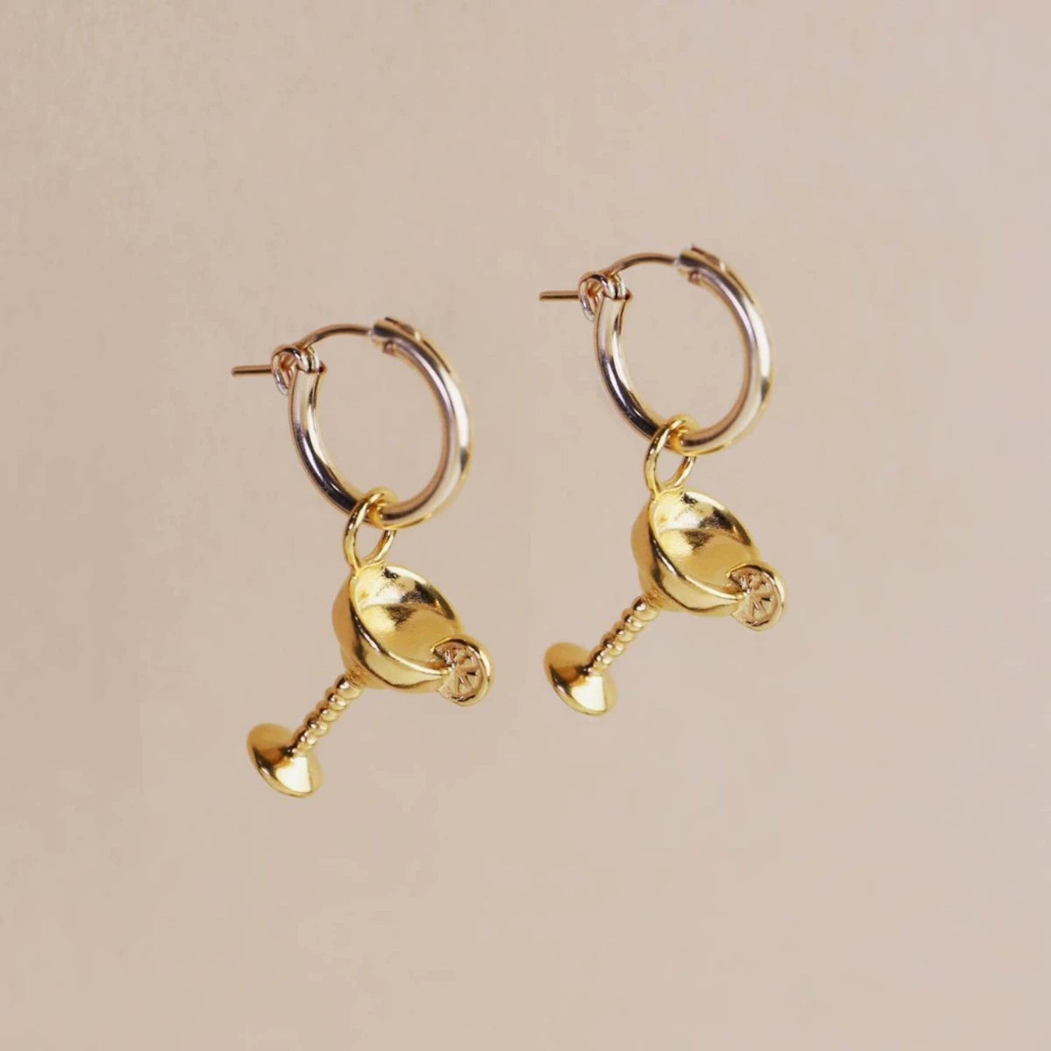 Fun Gold Martini Drop Hoops jlt13506