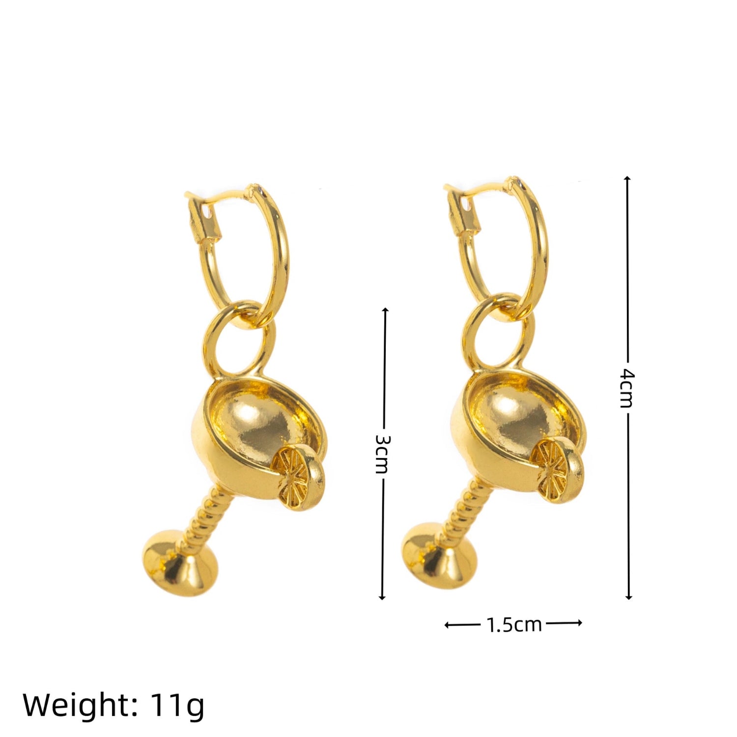 Fun Gold Martini Drop Hoops jlt13506
