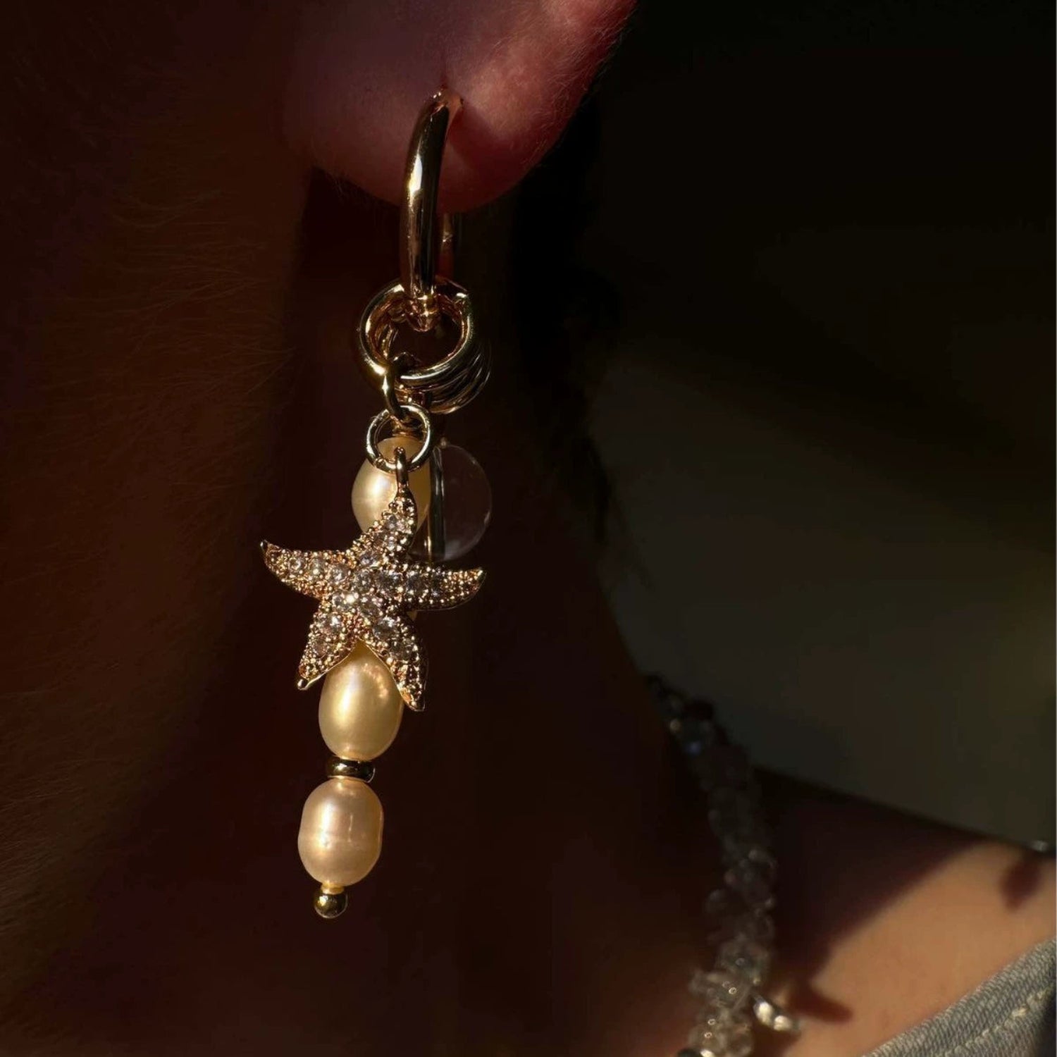 Ocean Charm Cluster Hoop Earrings jlt13513