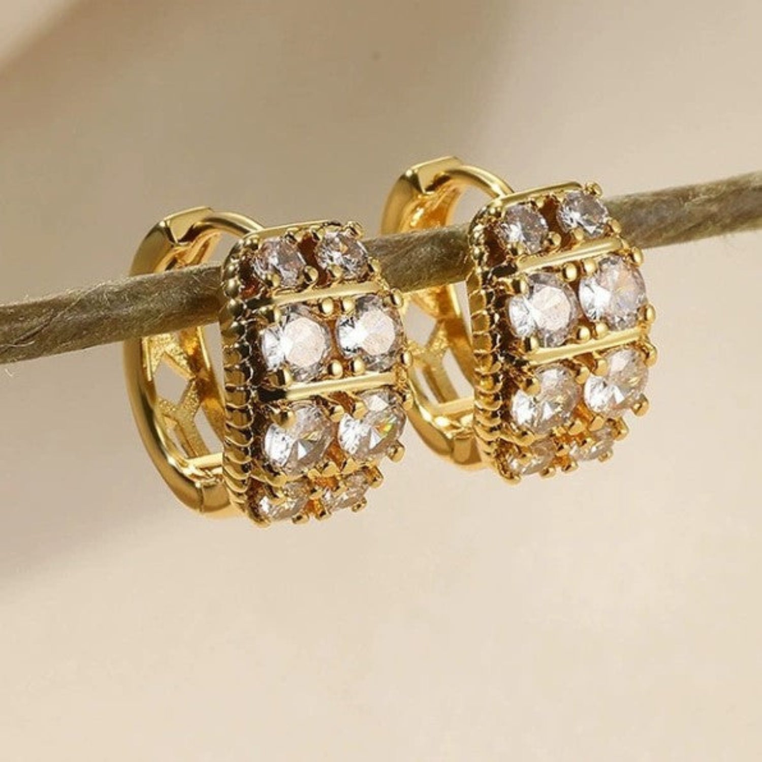 Gold Pavé Wide Huggie Earrings JLT13598