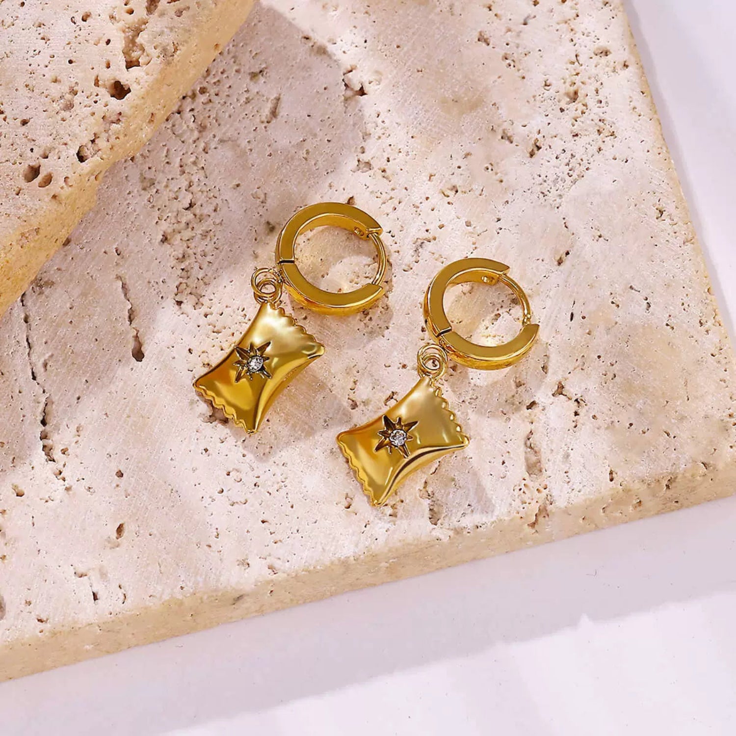 Gold Pillow Huggie Hoop Earrings JLT13599