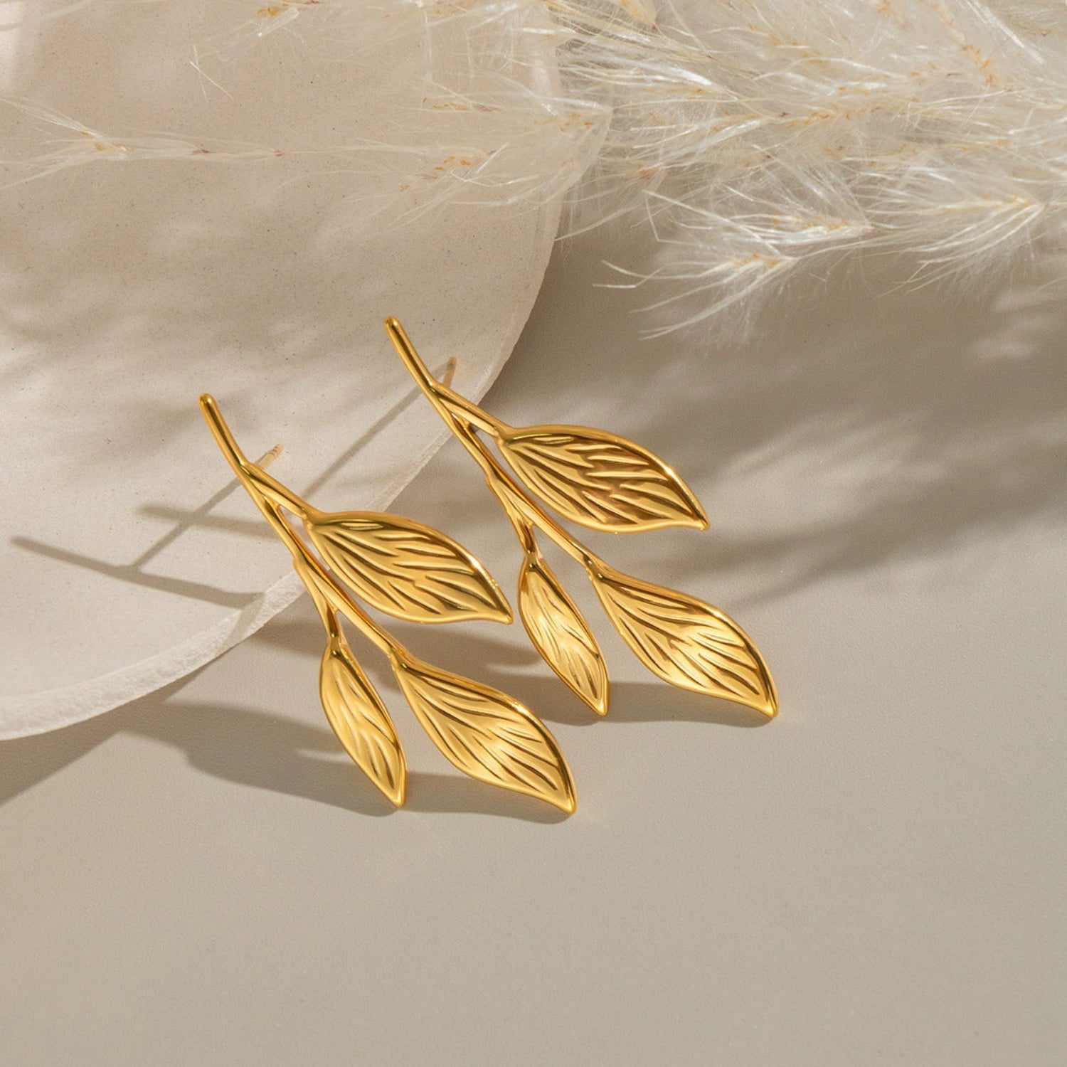Gold Laurel Branch Stud Earrings JLT13616