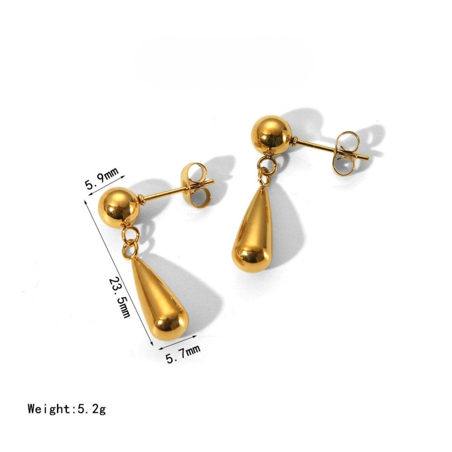 Gold Teardrop Ball Stud Earrings JLT13617