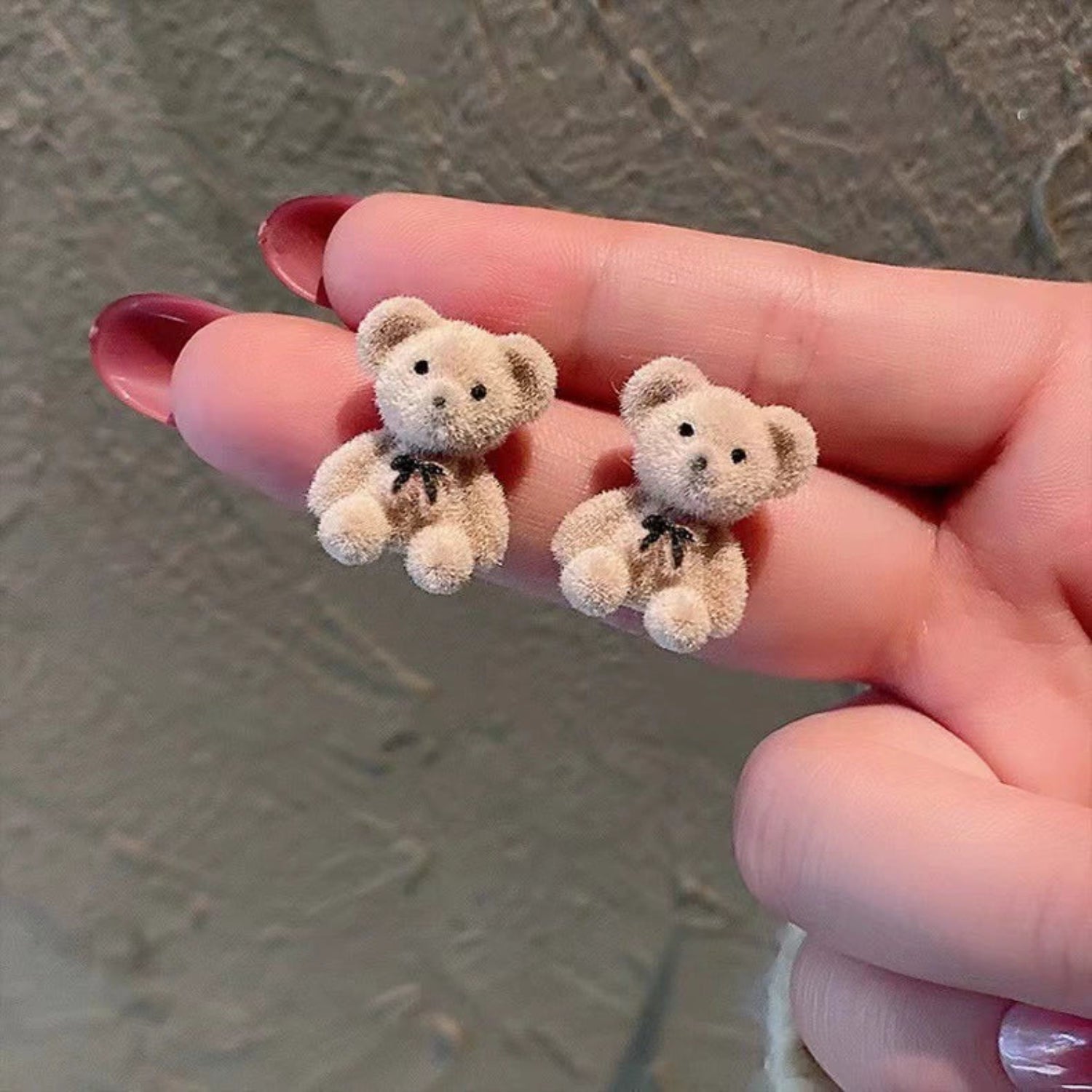 Fluffy Teddy Bear Stud Earrings JLT13621