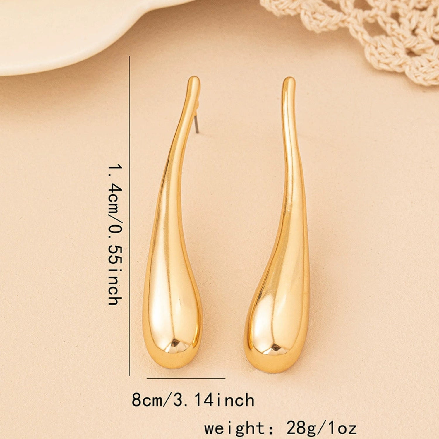 Gold Teardrop Stud Earrings JLT13623