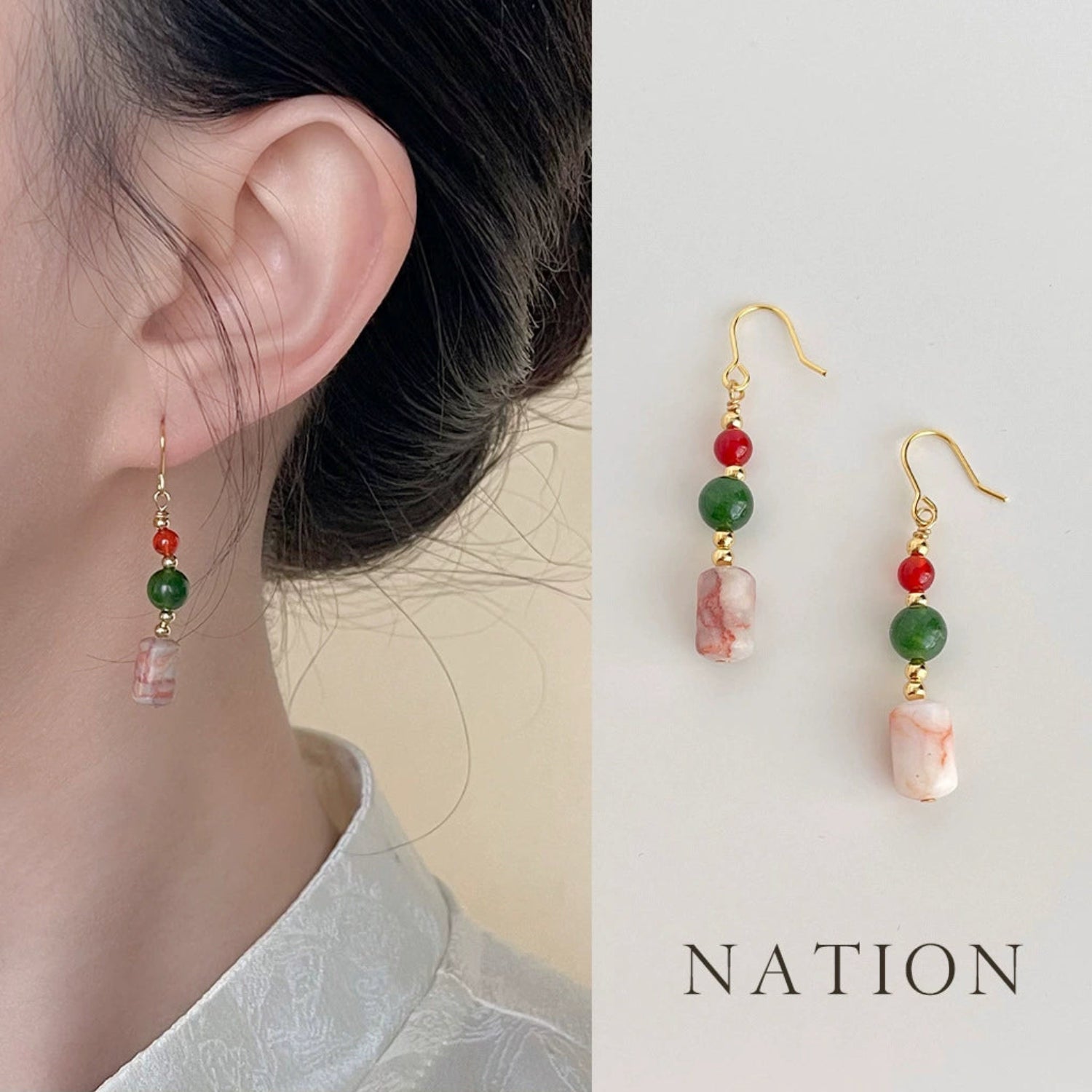 Oriental Landscape Dangle Hook Earrings JLT13624