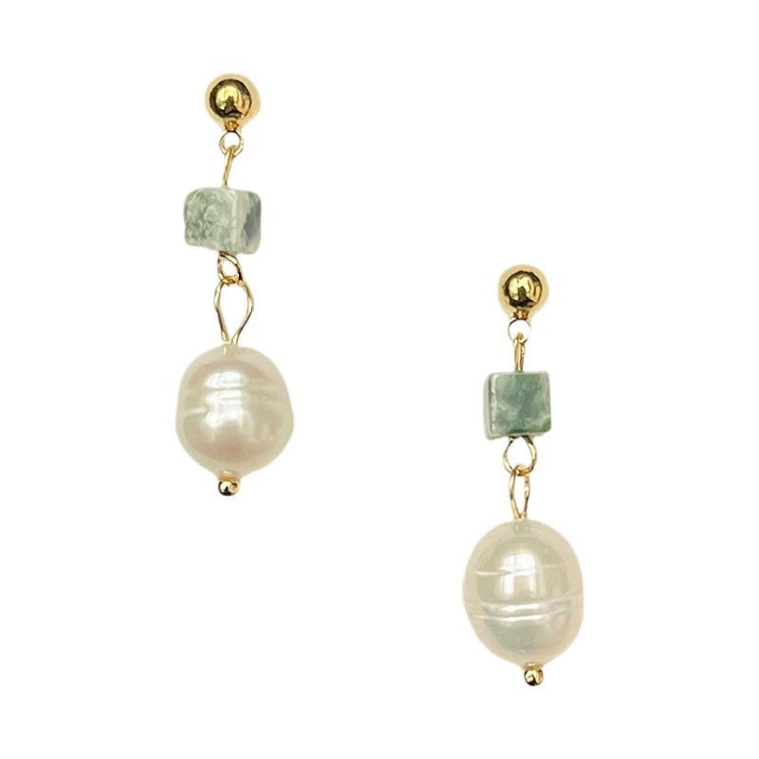 Pearl and Jade Dangle Earrings JLT13625