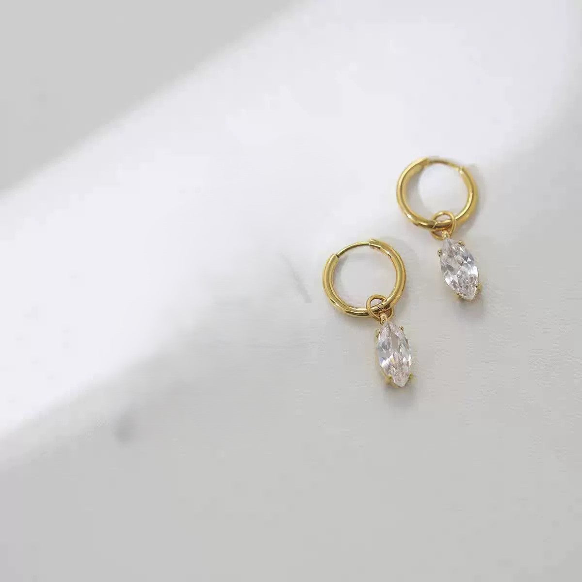 Gold Marquise Crystal Huggie Earrings JLT13631