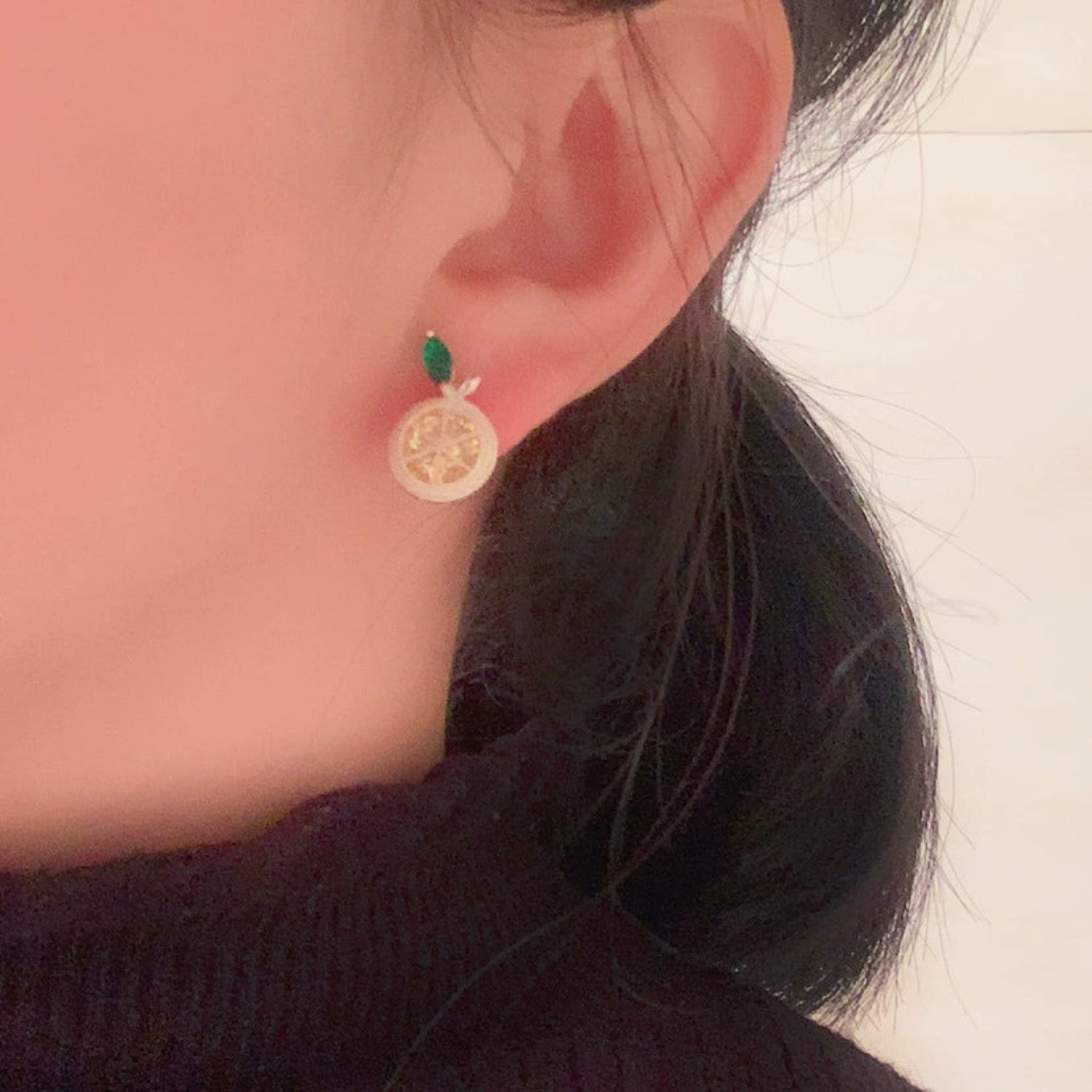 Gold Crystal Lemon Stud Earrings JLT13632