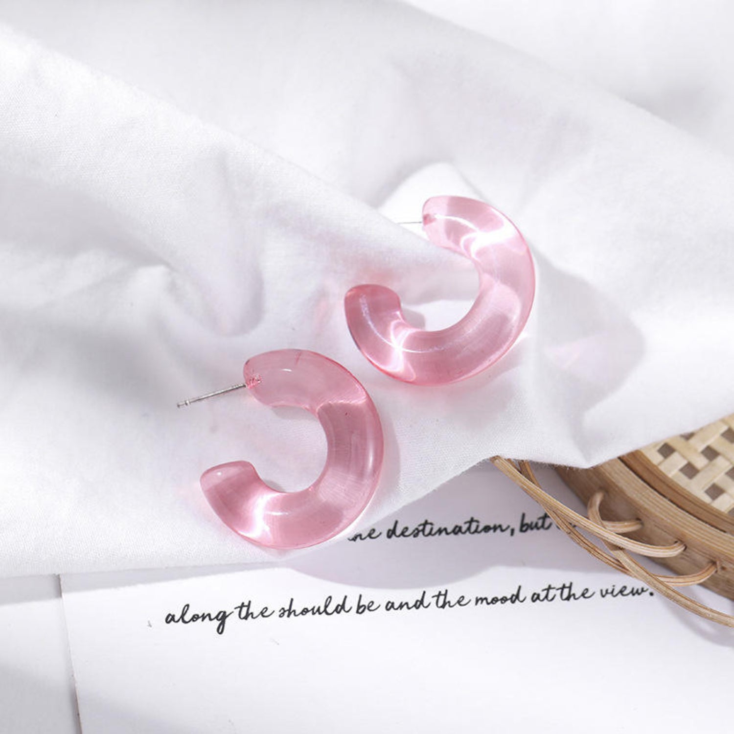 Pink Resin Hoop Earrings JLT13840