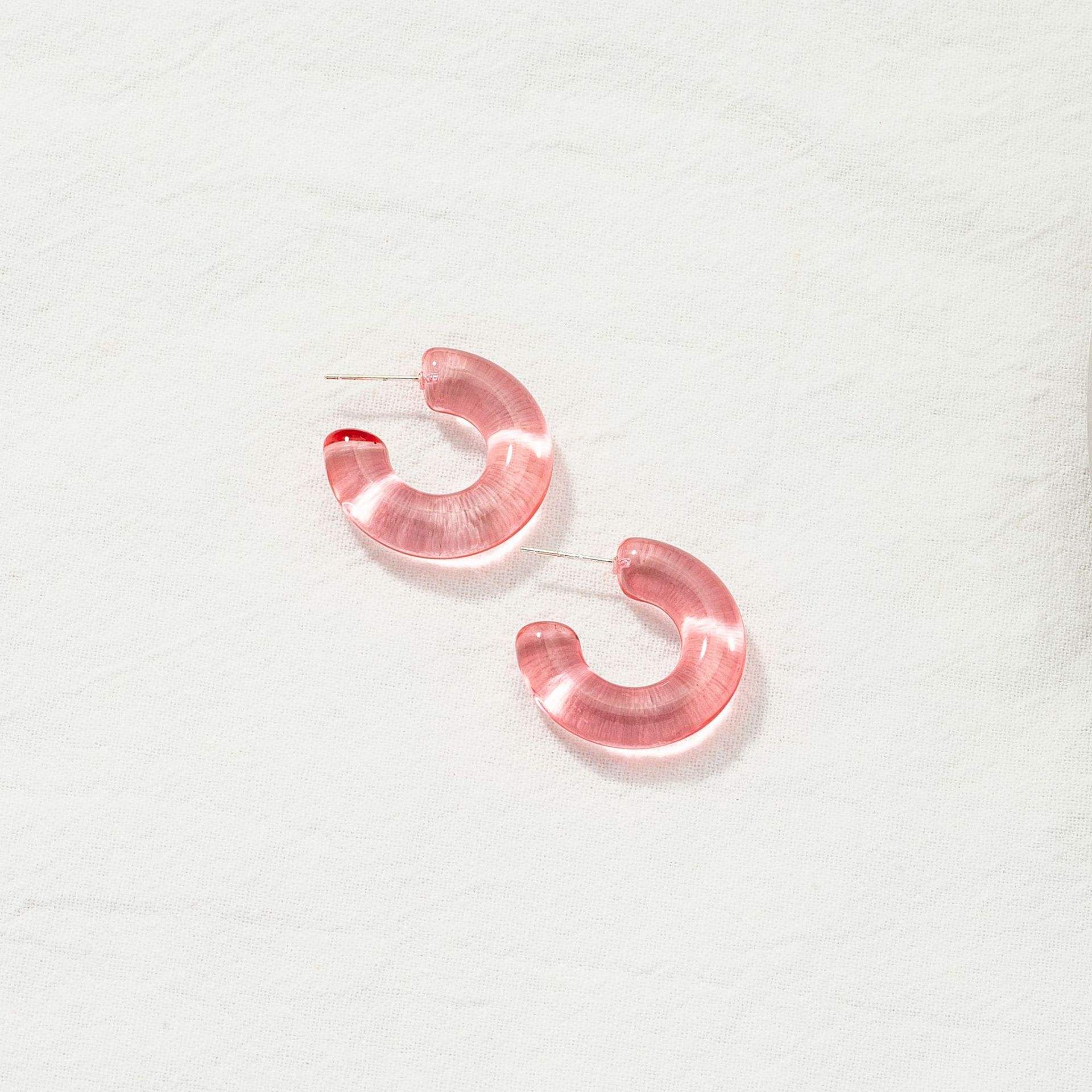 Pink Resin Hoop Earrings JLT13840