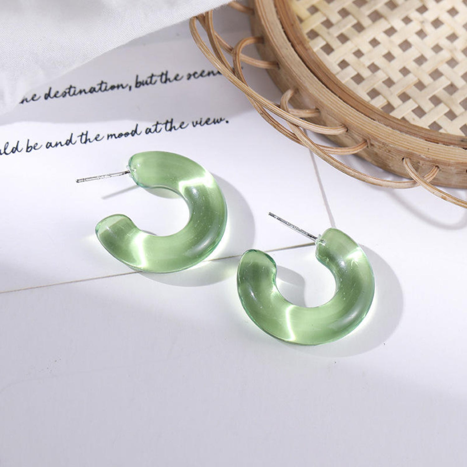Green Resin Hoop Earrings JLT13841