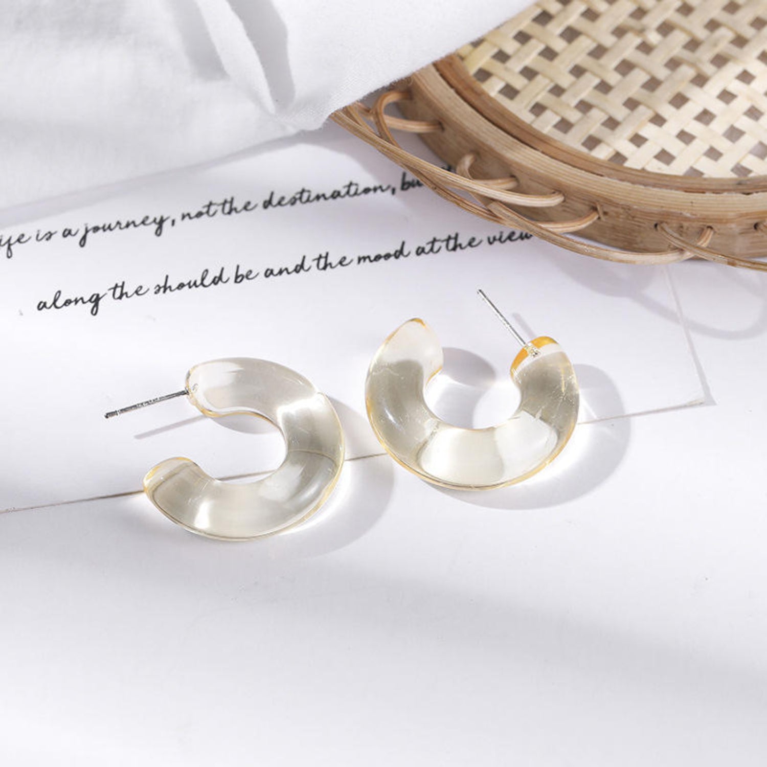 Yellow Resin Hoop Earrings JLT13842