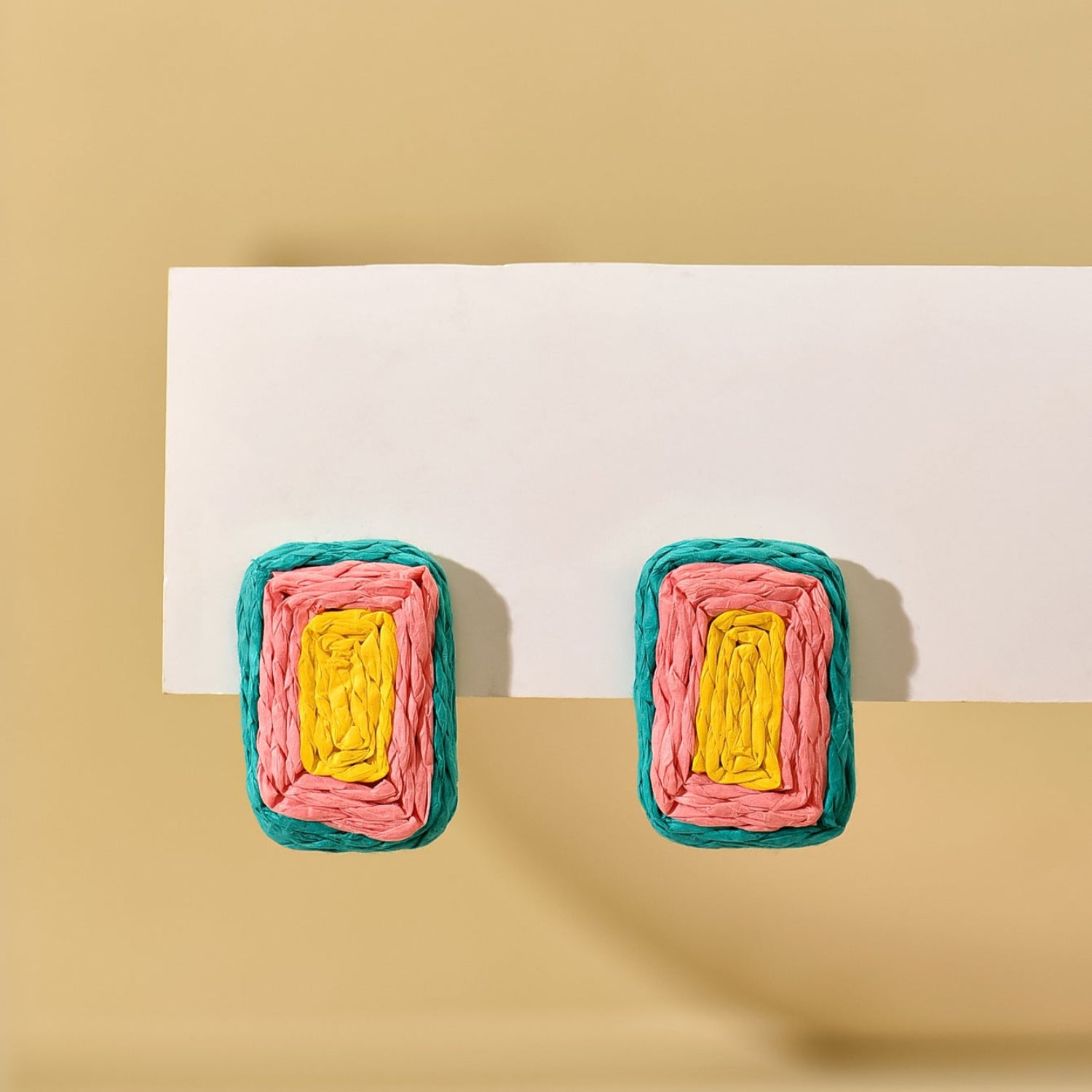 Multi-Color Woven Rectangular Earrings JLT13843