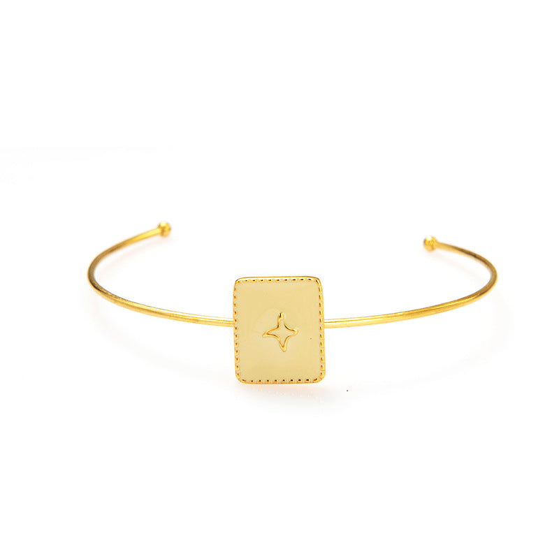 just-lil-things-artifical-Golden Starburst Ivory Enamel Open Cuff Bracelets-jltb0330