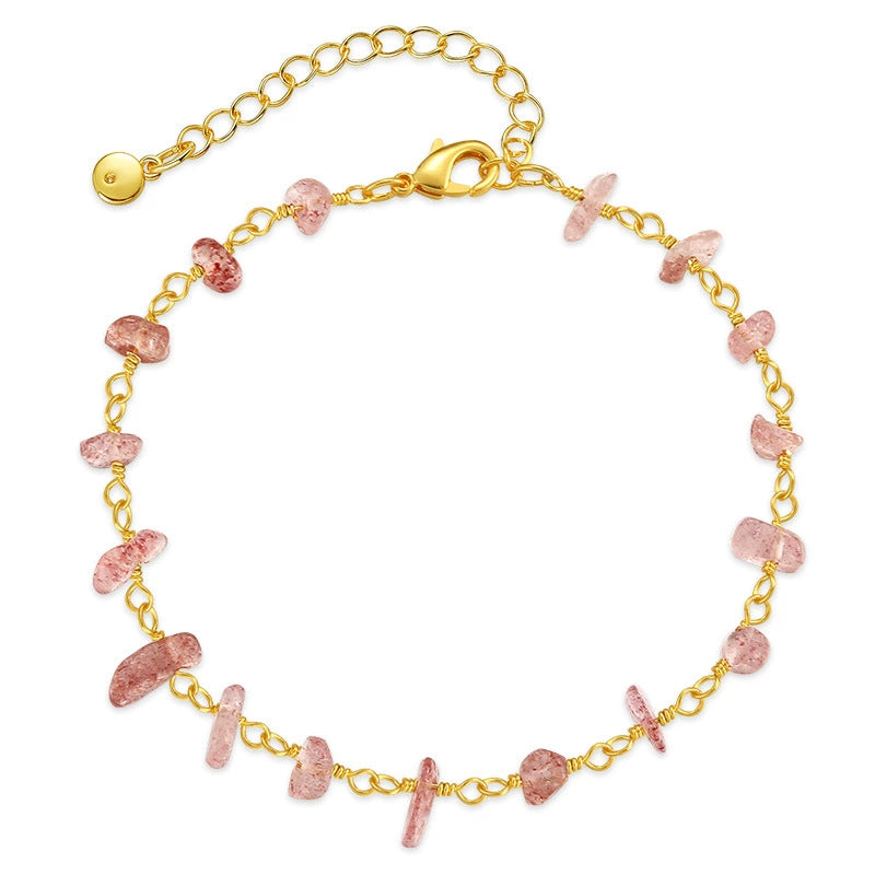 Just Lil Things Artificial Delicate Pink Stone Chip Bracelet with Adjustable Chain – JLTLB0373