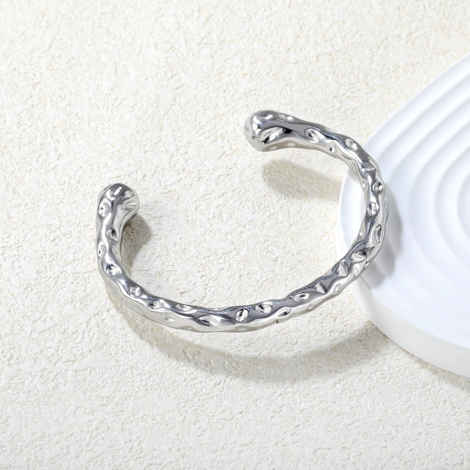 Just Lil Things Artificial Hammered Textured silver Cuff Bracelet – Bold & Minimalist Style JLTPB0390