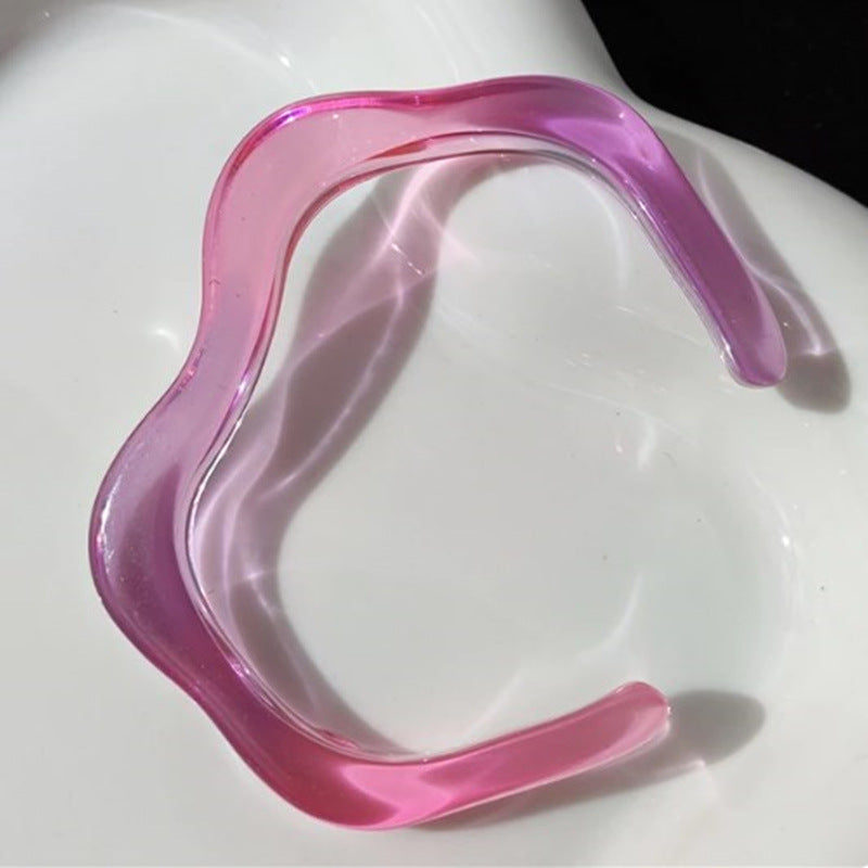 Just lil things Pink\Blue Wave Acrylic Cuff Bracelet – Minimalist Transparent Bangle JLTPB0425