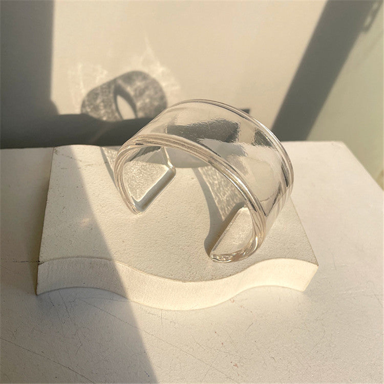 Just lil things Transparent Acrylic Cuff Bracelet – Minimalist Wide Bangle JLTPB0430
